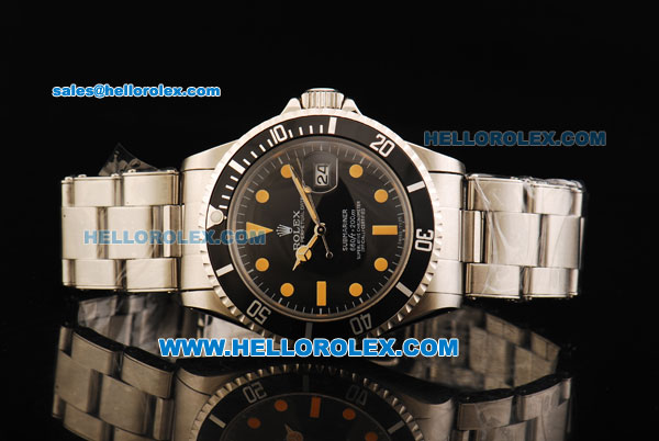 Rolex Submariner Swiss ETA 2836 Automatic Movement Full Steel with Black Dial and Yellow Markers - Click Image to Close